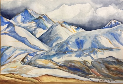 Susanna Izard |  Mistake River Valley No 23  |watercolour |McAtamney Gallery and Design Store | Geraldine NZ